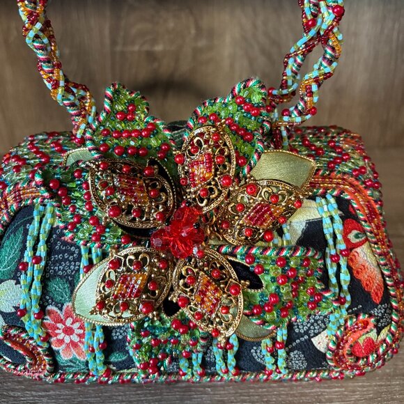 MARY FRANCIS Holiday Beaded Floral Handbag NWOT - Picture 5 of 6
